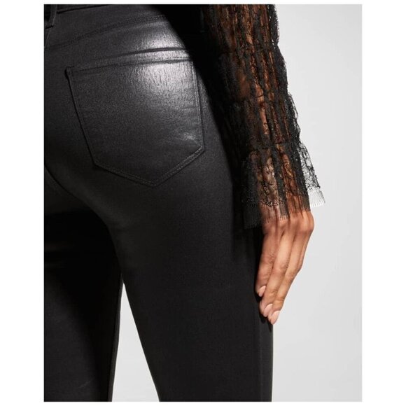 AGOLDE Roxanne Leatherette High Rise Skinny Jeans in Black Women's Sz 26 - Picture 13 of 15